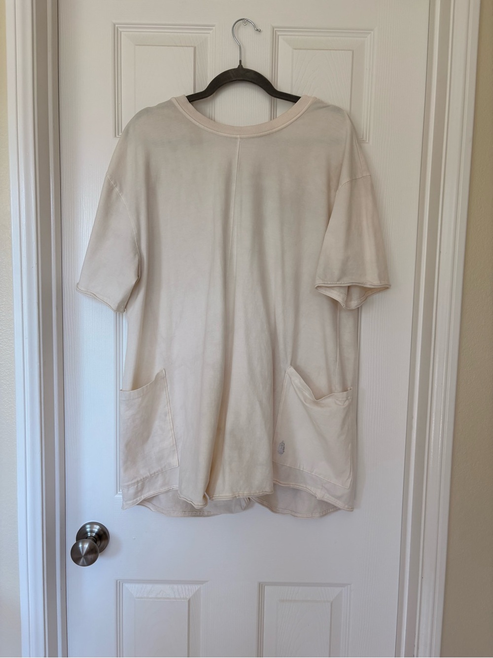 Free People Cream Oversized Pocket Tee Romper Cotton